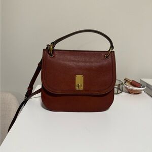 Fossil Rich Brown Saddle Crossbody Bag